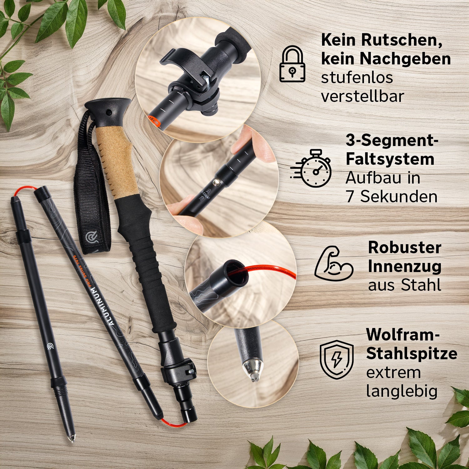 Faltbare Trekking- & Wanderstöcke aus Aluminium