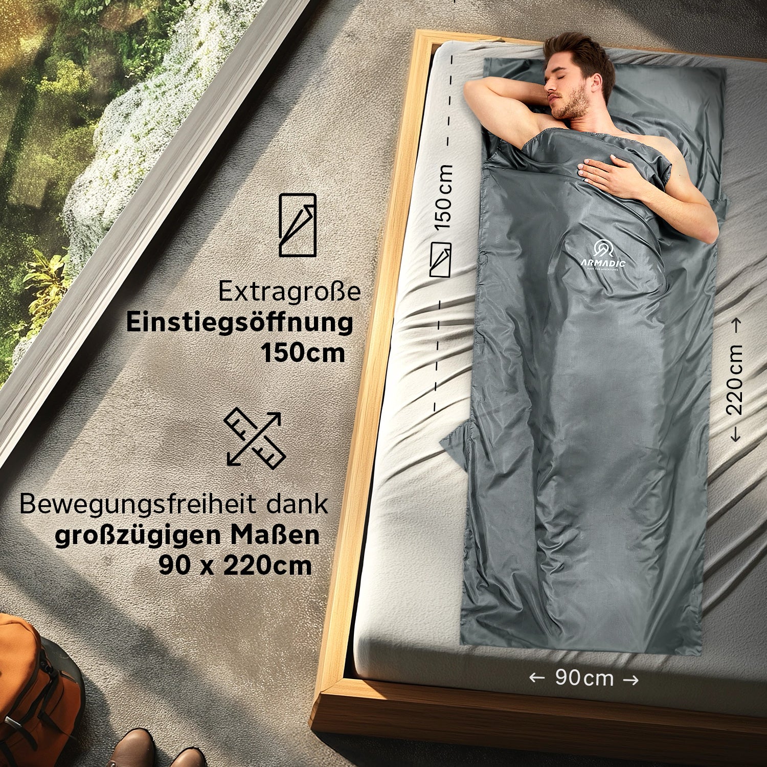 Hüttenschlafsack aus ultraleichter Mikrofaser