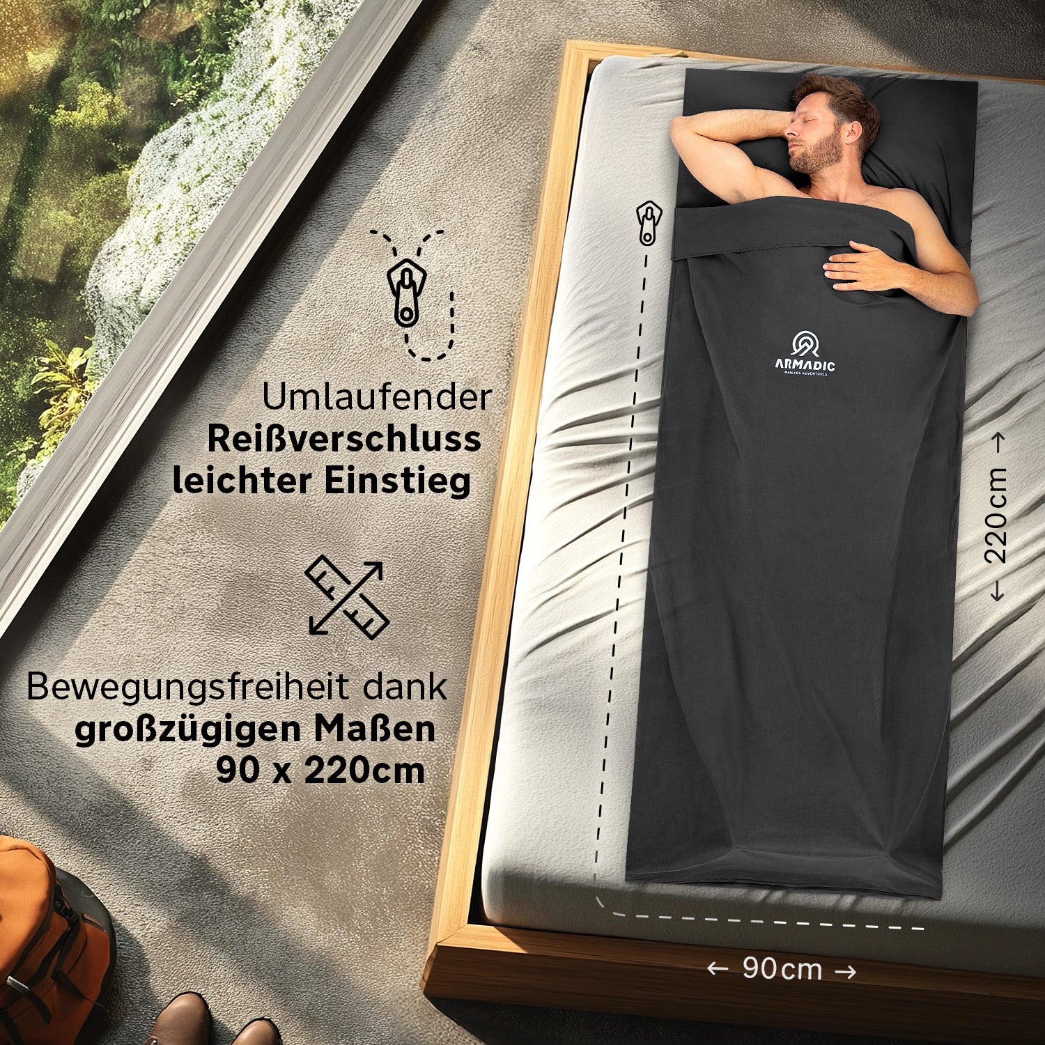 Hüttenschlafsack aus 100% Bio-Baumwolle