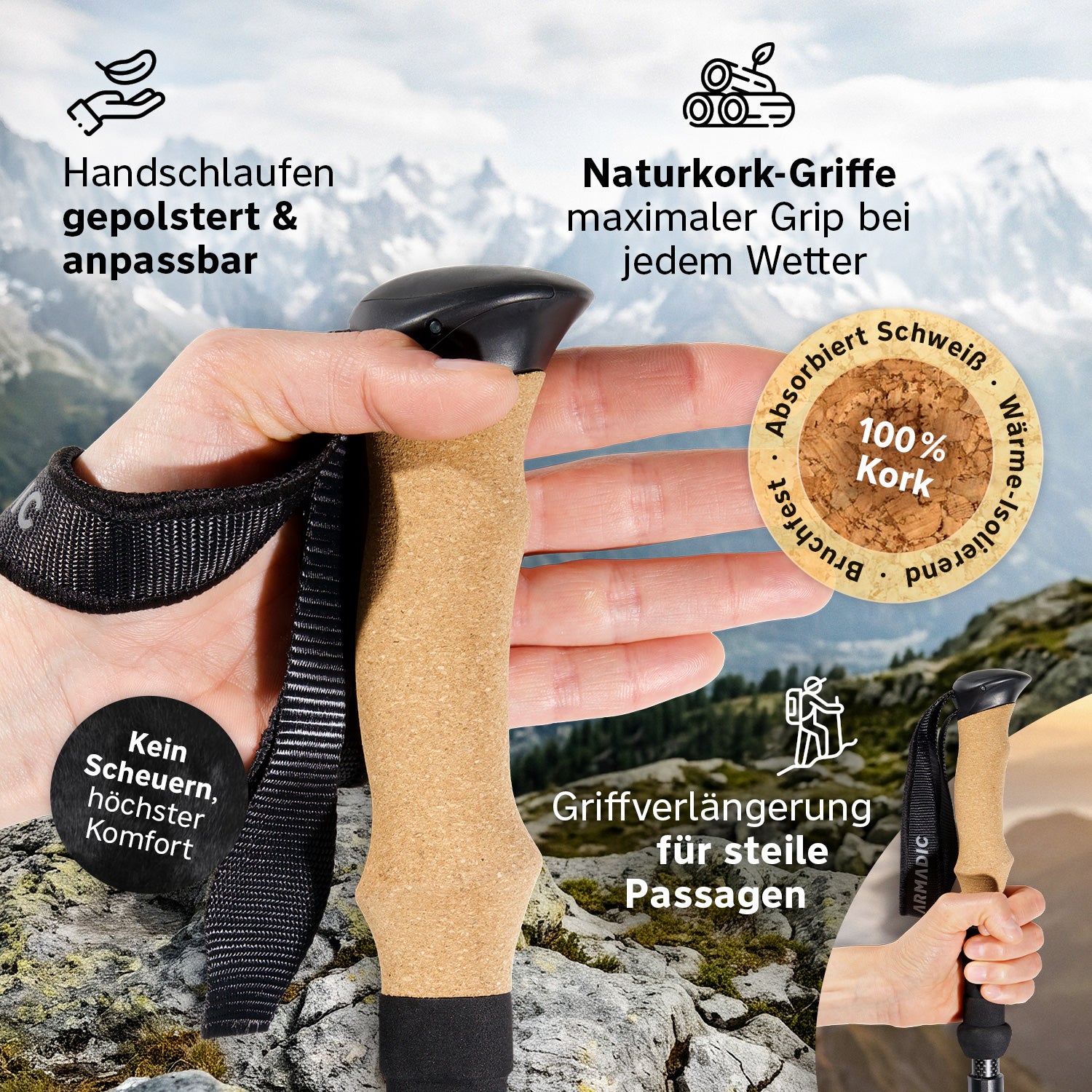 Faltbare Trekking- & Wanderstöcke aus 3K Carbon