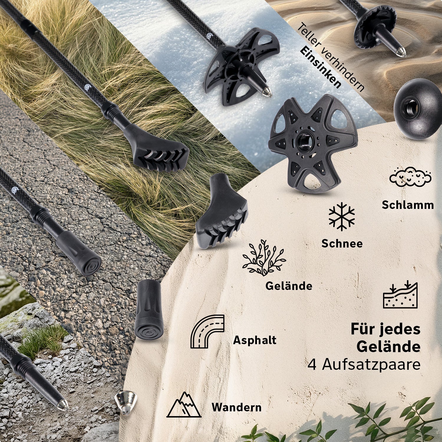 Faltbare Trekking- & Wanderstöcke aus 3K Carbon
