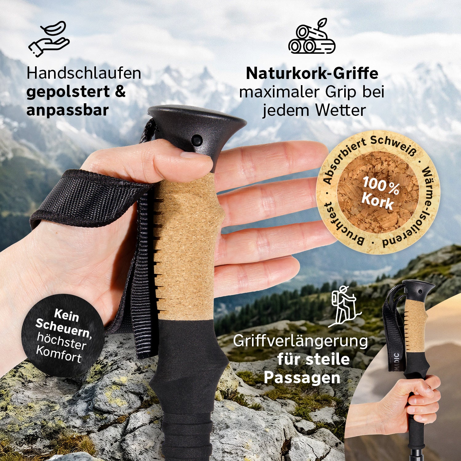 Faltbare Trekking- & Wanderstöcke aus Aluminium