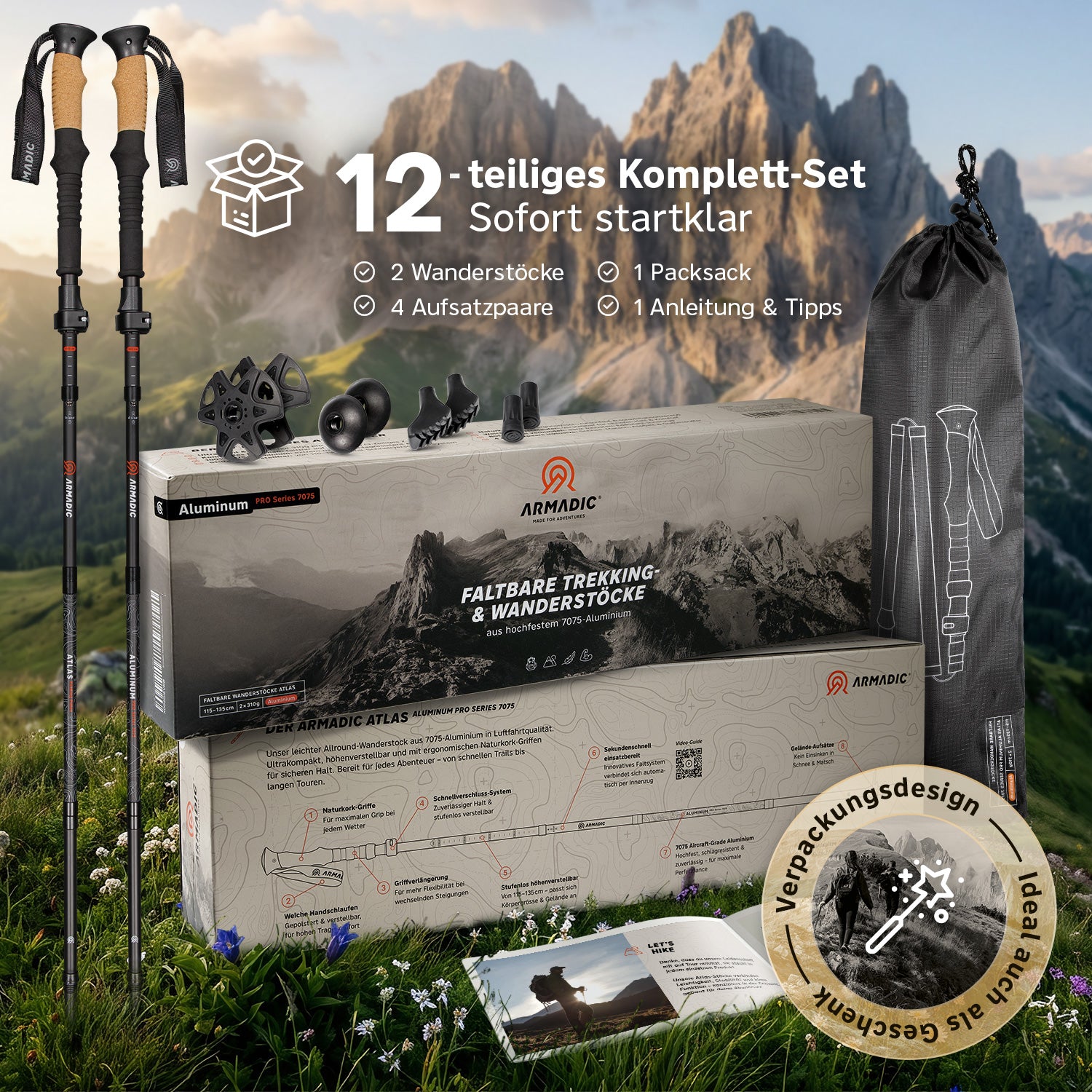 Faltbare Trekking- & Wanderstöcke aus Aluminium
