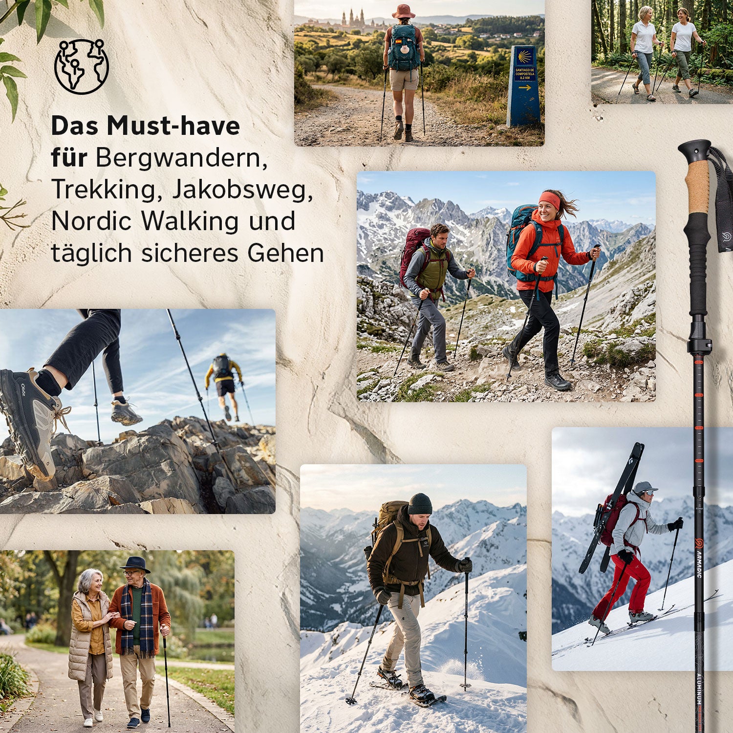 Faltbare Trekking- & Wanderstöcke aus Aluminium