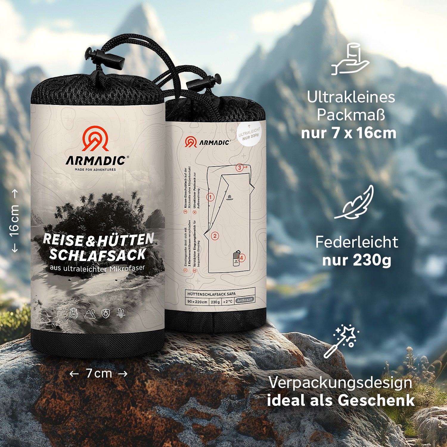 Hüttenschlafsack aus ultraleichter Mikrofaser