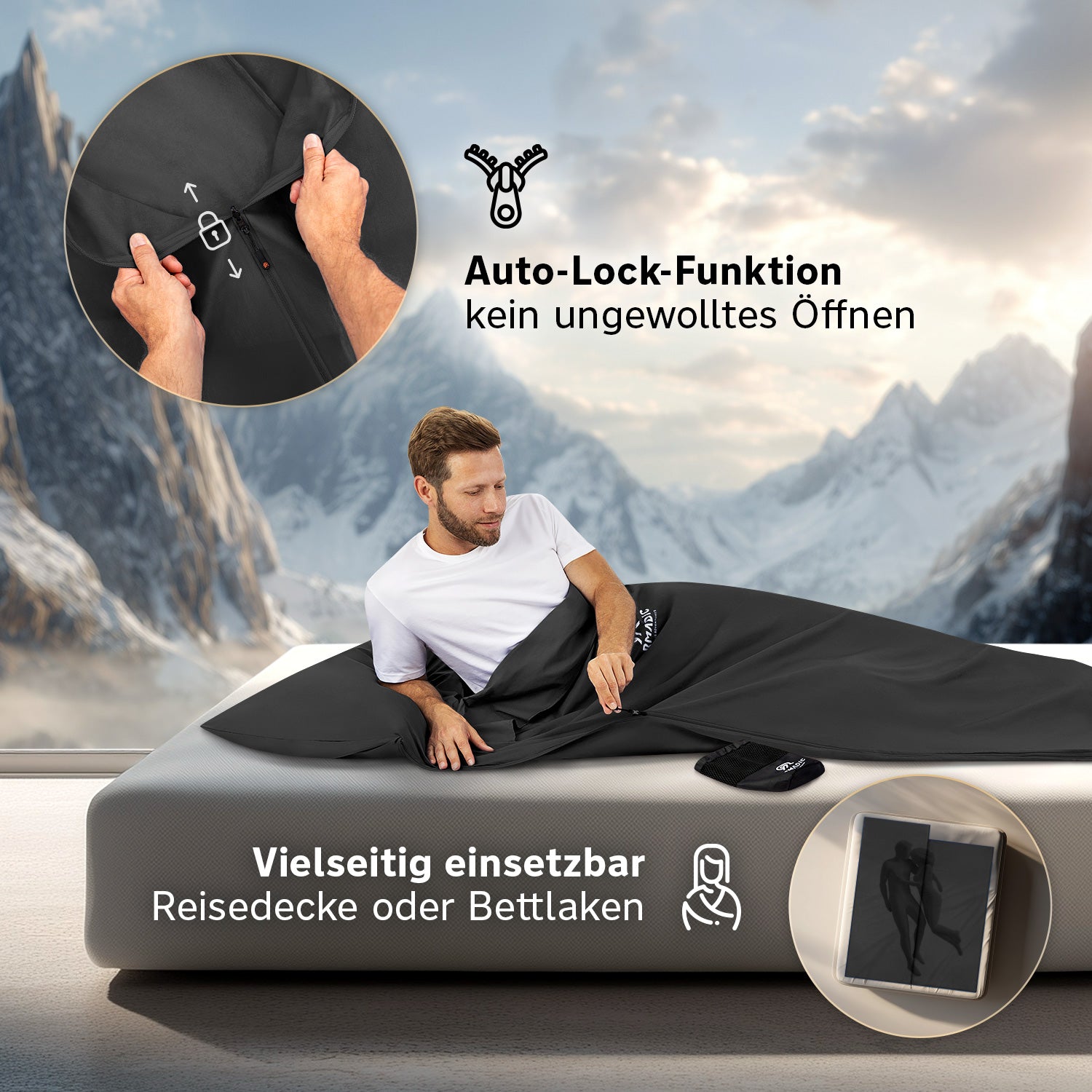 Hüttenschlafsack aus 100% Bio-Baumwolle