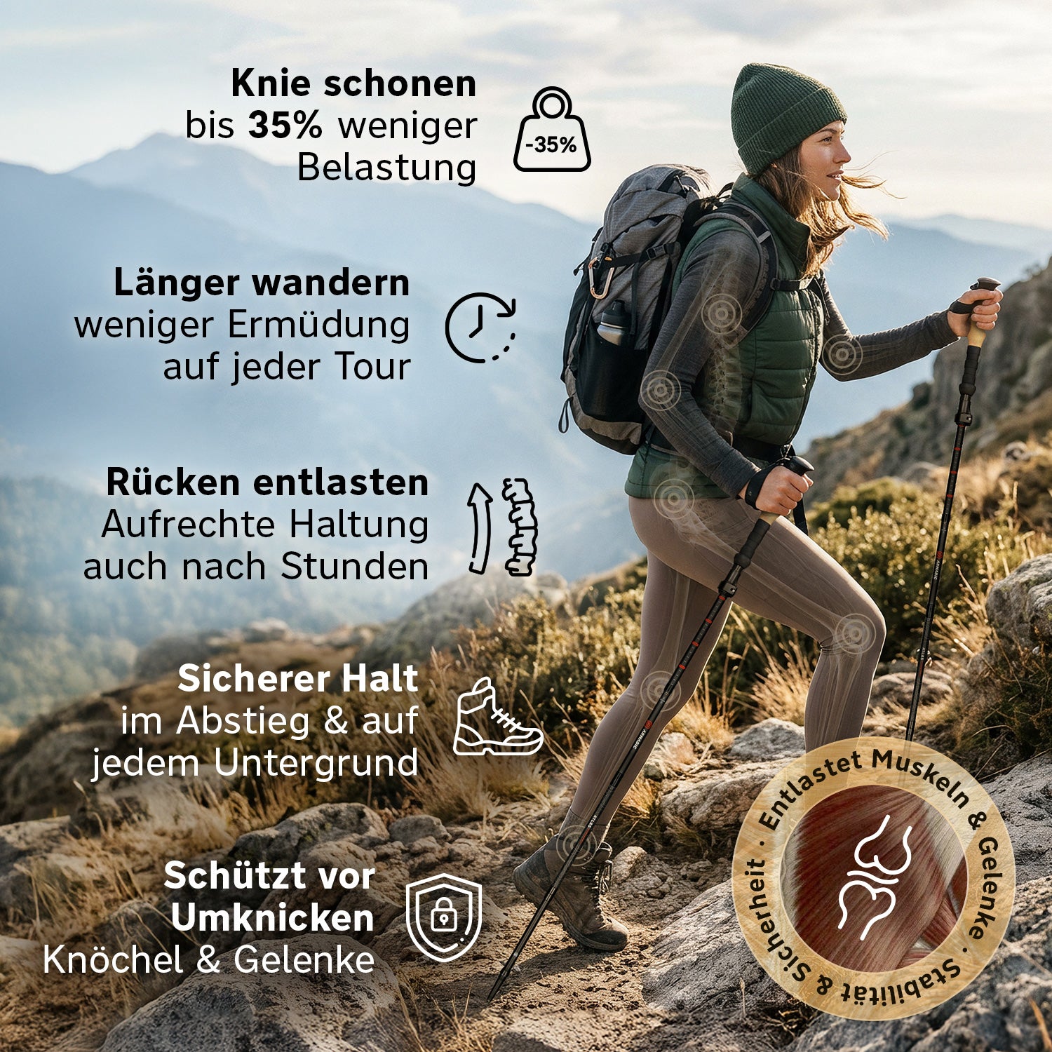 Faltbare Trekking- & Wanderstöcke aus 3K Carbon
